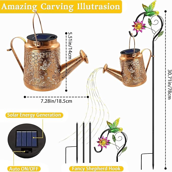 Solar Hummingbird Lanterns, Garden Hanging LED Decor