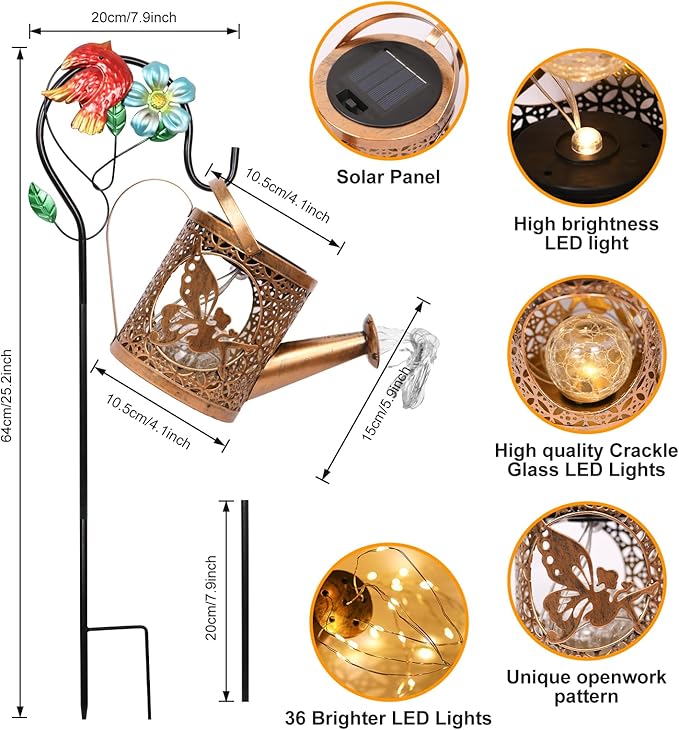 Solar Crackle Lanterns, Patio Hanging LED Decor