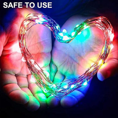 4 Pack Battery Operated Fairy Lights 16.4 Ft 50 LED Christmas Fairy Lights with Auto Timer 8 Modes, Waterproof Silver Wire Battery Twinkle Lights for Wedding Christmas Decor (Multicolor)
