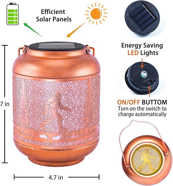 Bigfoot Solar Lanterns Outdoor Waterproof Hanging Solar Lights Big Foot Sasquatch Gifts for Men Women/Bigfoot Lovers Gifts Metal Decorative LED Lanterns for Garden Decor,Patio,Lawn,Pathway,Yard