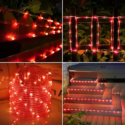 Solar Rope Lights Outdoor, 2-Pack 132ft Total, 400 LED 8-Mode Waterproof String Tube Lights for Garden & Patio, Red