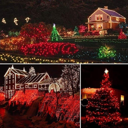 Joomer Red Battery Christmas Lights, 66ft 200LED Fairy Lights Battery Operated Timer 8 Modes Waterproof for Outdoor Home Garden Party Holiday Christmas Trees Decoration