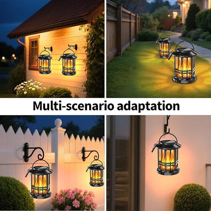 Solar Lanterns Outdoor Waterproof,Flickering Flame Landscape Lanterns ,Solar Powered Outdoor Hanging Lights Decor for Garden, Yard, Patio, Porch 4 Pack