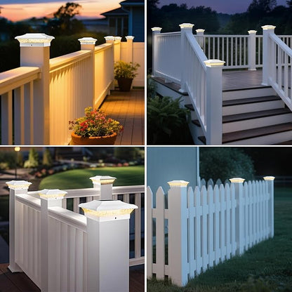 T-SUN 4x4 Solar Post Cap Lights Outdoor 24 Pack, Warm White LED Fence Post Solar Lights Fit for 4x4 Vinyl Posts, Waterproof Deck Light Solar Powered for Garden Patio Gate Porch