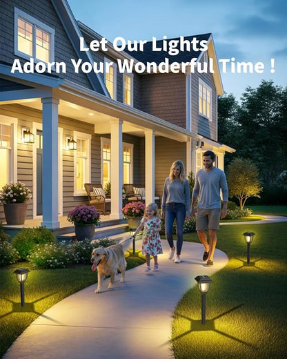 Solar Pathway Lights 2 Pack Outdoor 3000K Bright Auto On/Off Solar Garden Lights Long Lasting Solar Powered Landscape Light for Path Yard Walkway Lawn Driveway Decor Lighting - Warm White