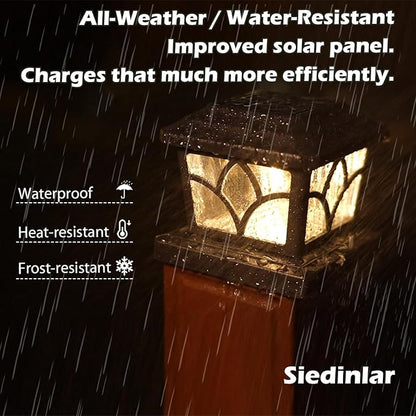 SIEDiNLAR Solar Post Cap Lights Outdoor 4 Modes 40 LEDs Aluminum Glass Fence Post Light for 4x4 5x5 6x6 Wooden Vinyl Posts Deck Patio Decor, Warm White & Cool White Dynamic Lighting Black (1 Pack)