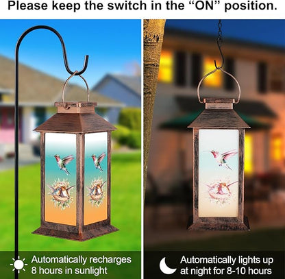 Solar Lanterns for Garden Decor,Waterproof Design Ideal Birthday Gifts for Women, Mom, and Grandma Solar LED Hanging Lights for Yard, Patio, Lawn, and Porch(Hummingbird)