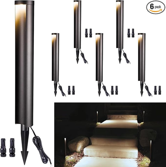 Outdoor Path Lights, LED Landscape Pathway Lights, 12V Low Voltage Wired, Waterproof 5W 200LM Black Aluminum for Backyard Patio 6 Pack