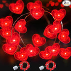 2-Pack Red Porch String Lights, Weatherproof LED