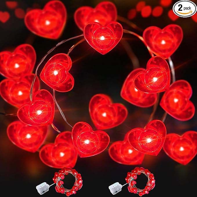 2-Pack Red Porch String Lights, Weatherproof LED