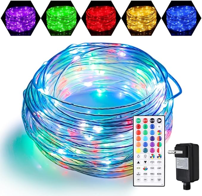 OMIKA 66FT Ultra-Thin LED Rope Lights for Outside, 24 RGB Colors +Warm White String Lights, 200 LED Permanent Outdoor Christmas Lights Waterproof Fairy Lights Plug in for Indoor Bedroom House Decor