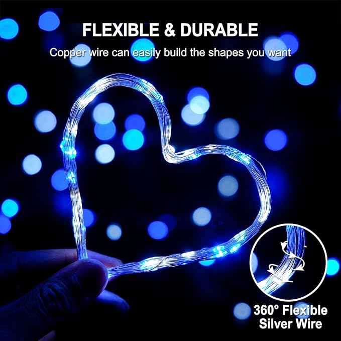 2-Pack 33ft Christmas LED String Lights, Waterproof Timer Lights