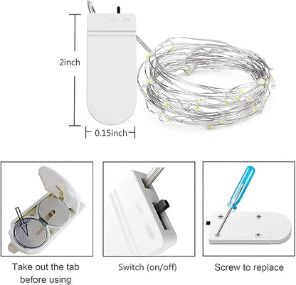 2ft Warm White String Lights for Yard, Waterproof LED
