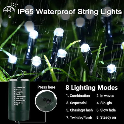 Christmas Porch String Lights, 66ft 200 LED Waterproof