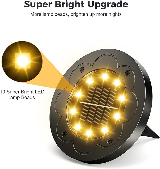 Brightown Solar Lights Outdoor Waterproof, 12 Packs LED In-Ground Lights Outdoor Solar Lights for Yard Patio Garden Lawn Deck Outside Pathway Walkway Sidewalk, Warm White