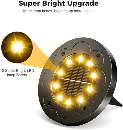 Brightown Solar Lights Outdoor Waterproof, 12 Packs LED In-Ground Lights Outdoor Solar Lights for Yard Patio Garden Lawn Deck Outside Pathway Walkway Sidewalk, Warm White