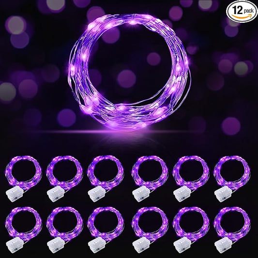 12-Pack 20 LED Christmas Twinkle Lights, 7ft Waterproof for Yard