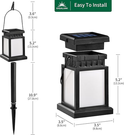 GIGALUMI Solar Lanterns Outdoor Waterproof, 8 Pack Hanging Solar Lanterns for Outside, Flame Effect Outdoor Lights for Pathway, Garden, Patio, Lawn, Porch, Gazebo, Tent, Tree, Yard(Flickering Lights)