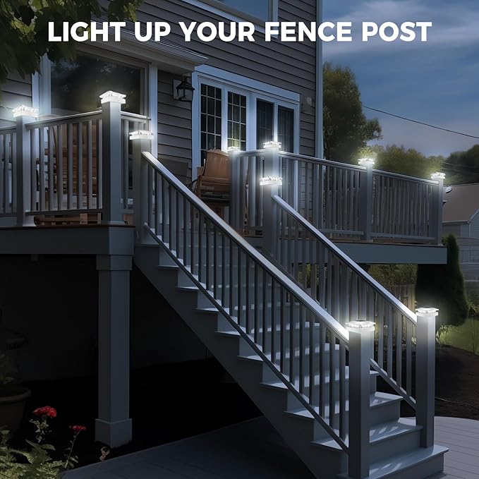 Peasur 4x4 Solar Post Cap Lights Outdoor with 3 Lighting Modes, LED Post Light Solar Powered Waterproof, Fence Deck Lights for 4x4 3.5x3.5 Wood/Vinyl Posts