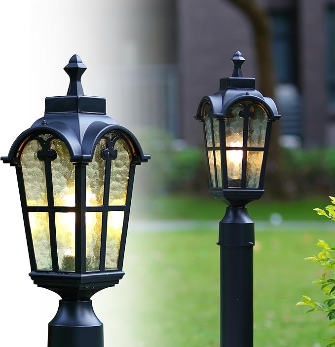 Outdoor Post Lights Fixture Anti-Rust Lamp Post Light Fixture Waterproof Exterior Pole Light Outside Pole Lighting for Yard Pathway Driveway Fence