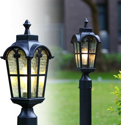 Outdoor Post Lights Fixture Anti-Rust Lamp Post Light Fixture Waterproof Exterior Pole Light Outside Pole Lighting for Yard Pathway Driveway Fence