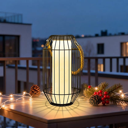Large Solar Lanterns Outdoor Rechargeable Hanging/Standing Lantern Waterproof Metal Solar Table Lamp with Warm Lights Retro Handle for Patio,Yard,Garden,Proch,Trees, Wedding Decoration