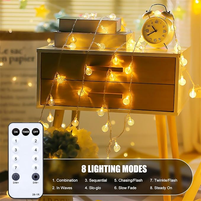 Outdoor String Lights, 33ft Warm White Waterproof LED