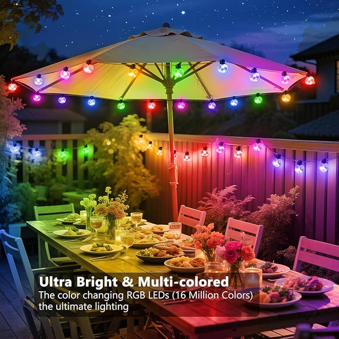 25ft LED Patio String Lights, Waterproof Outdoor