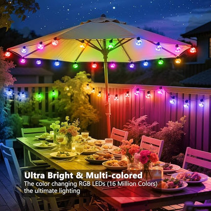 Outdoor String Lights, 25ft 20 Bulbs LED Color Changing Hanging Lights Dimmable with 220+ Scene Modes,App Control, Globe Bulb Waterproof for Outdoor Indoor Patio Backyard Balcony Garden Decor