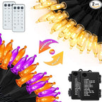 2-Pack 50 LED Halloween Twinkle Lights, 17ft Waterproof for Patio