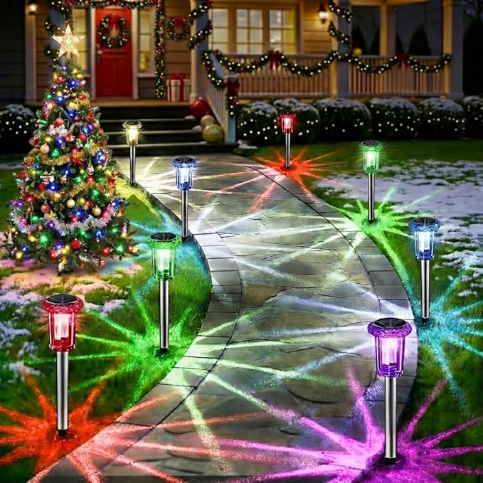 10-Pack Solar Pathway Lights, Waterproof LED Driveway Lights