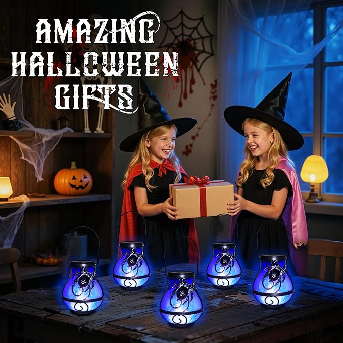 2-Pack Spider Solar Lanterns, Waterproof LED Backyard Lights