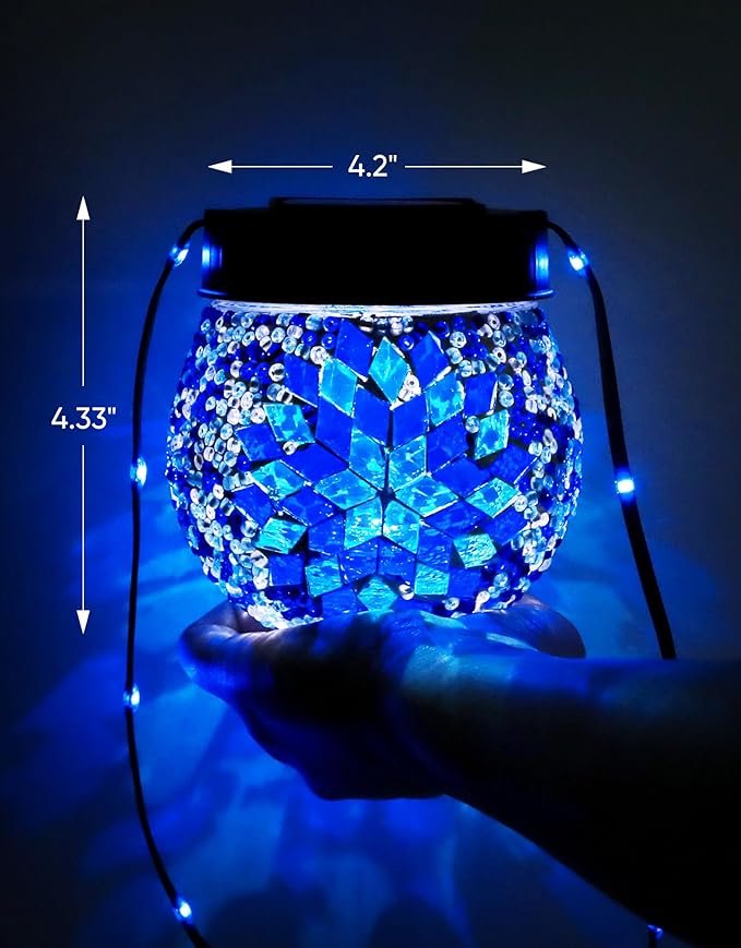 2-Pack Globe Solar Garden Lanterns, Metal Waterproof LED
