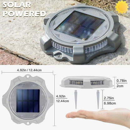 SIEDiNLAR Solar Deck Lights Outdoor 2 Modes LED Driveway Markers Dock Light Waterproof for Step Walkway Ground Stair Pathway Yard Road Garden 8 Pack (Blue/Red)