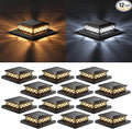 12-Pack Black Solar Yard Post Lights, Outdoor LED Caps