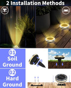 18-Pack Warm White Flat Solar Landscape Lights, Waterproof LED