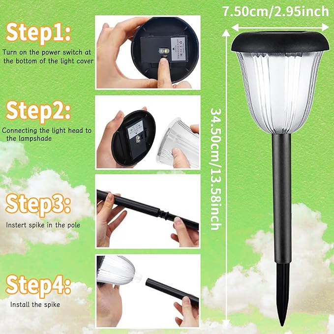 4-Pack Solar Pathway Lights, Waterproof LED Garden Lights