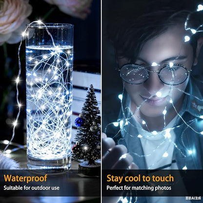 12-Pack 10ft Christmas LED String Lights, Waterproof Timer Lights