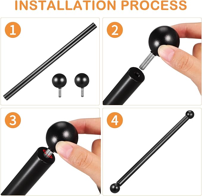 Generic Lamp Post Cross Arm Ladder Frame 16 Inch Steel Outdoor Light Pole Rod Replacement with Ball Ends for Garden and Yard Lamp Posts
