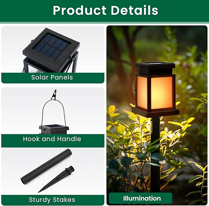 Solar Garden Lanterns 4-Pack, Outdoor Hanging LED Decor