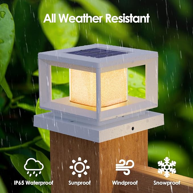 Mlambert 10 Pack Solar Post Lights Outdoor, Waterproof Fence Cap for Deck, 4x4 6x6 Wooden Vinyl Outdoor Lights with Shinning Effect, White