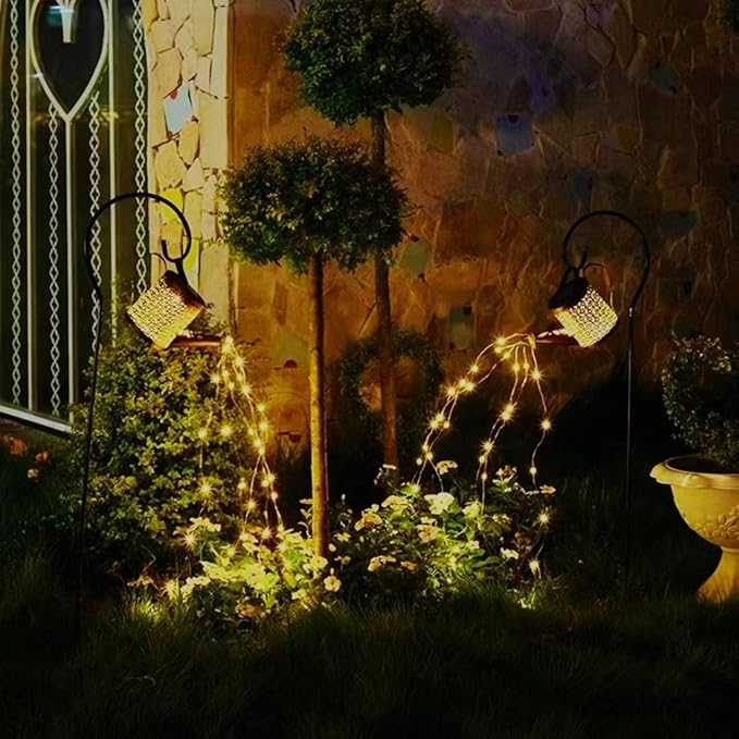 Solar Watering Can Lights Outdoor Garden,Outdoor Light Garden Plant Ornaments Solar Powered Waterproof Retro Metal Fairy Lights with Bracket for Yard Patio Pathway Lamp Decorations Garden Gifts