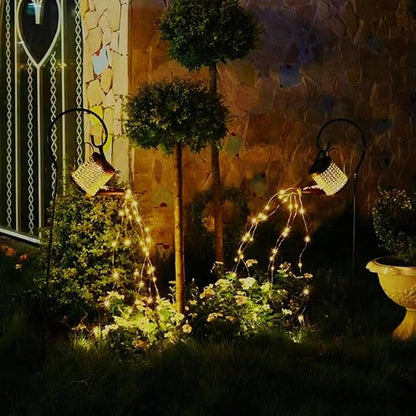 Solar Watering Can Lights Outdoor Garden,Outdoor Light Garden Plant Ornaments Solar Powered Waterproof Retro Metal Fairy Lights with Bracket for Yard Patio Pathway Lamp Decorations Garden Gifts