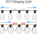 60ft LED Patio String Lights, Waterproof Outdoor