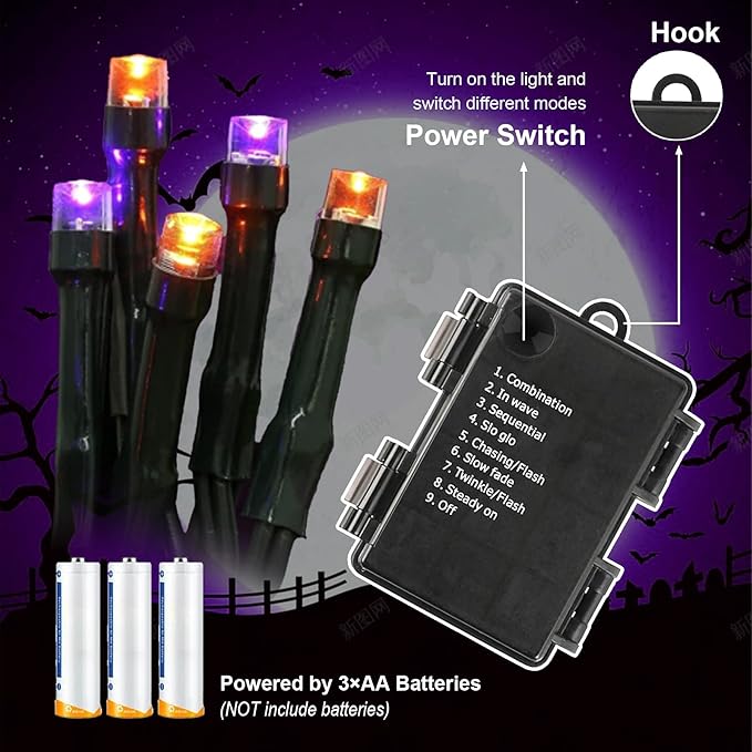 Halloween Fairy Lights, 33ft 100 LED Battery Twinkle Lights