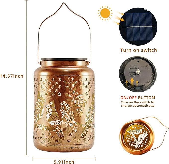 Cardinal Solar Lantern Set, Rustic Porch Lighting