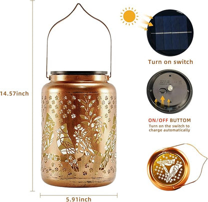 Cardinal Solar Lanterns Outdoor Waterproof, 14.6'' Large Lamps, Upgraded 2000mAH Battery, Metal Christmas Gift, Birthday Gifts for Women Mom Grandma, Garden Yard Patio Lawn Pathway Decor