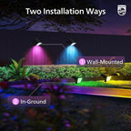 2-Pack 18 LED Solar Yard Spotlights, Waterproof
