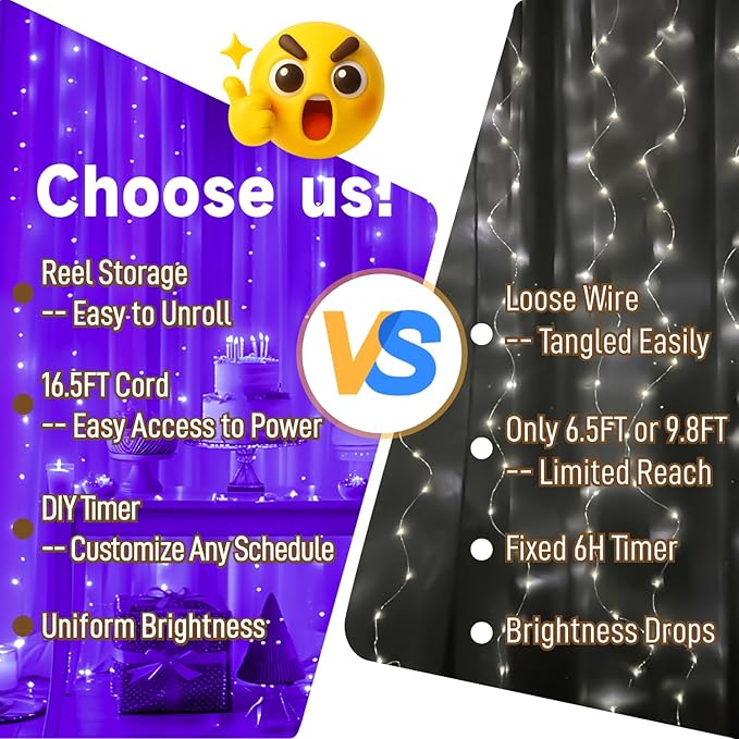 Outdoor String Lights, 8ft Waterproof LED