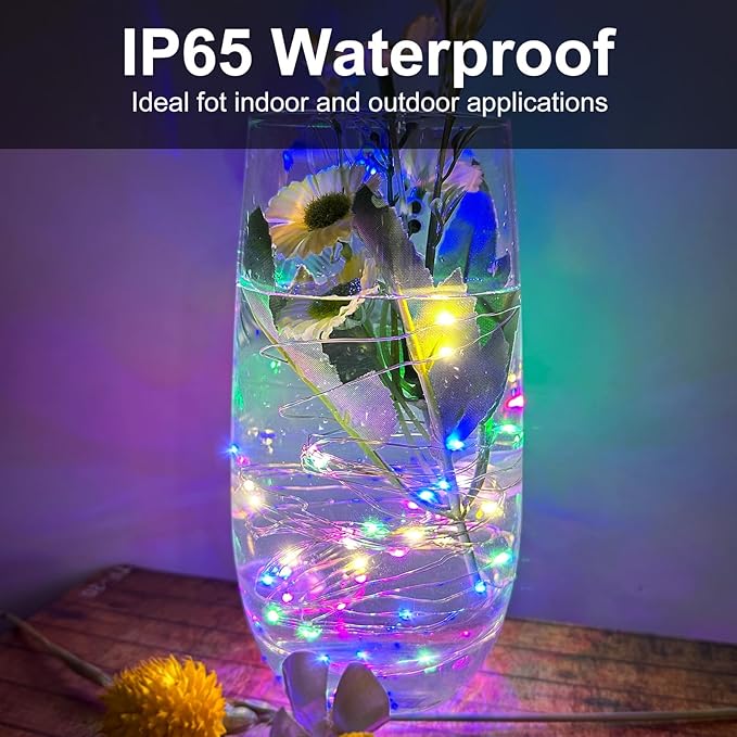 24-Pack 20 LED Christmas Twinkle Lights, 7ft Waterproof for Backyard